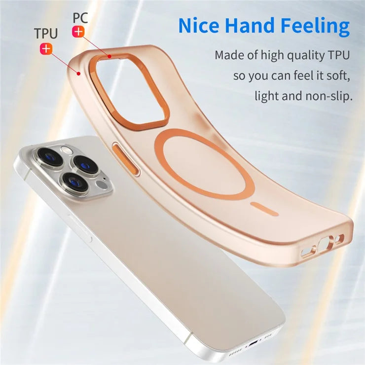 iPhone 14 Pro Translucent Matte Phone Case TPU + PC Anti-Scratch Cover - Orange