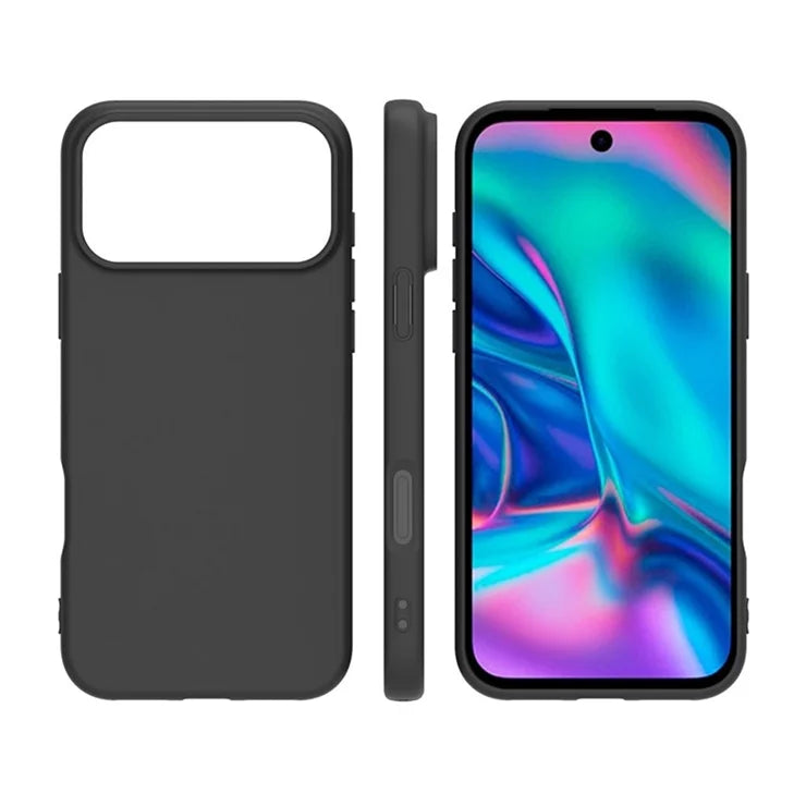 For iPhone 17 Pro Case Soft Matte Back TPU Black Phone Cover, Large Cutout