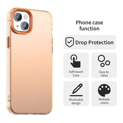 iPhone 15 Plus / 14 Plus Case PC+TPU+PET Matte Anti-Drop Phone Back Cover - Orange