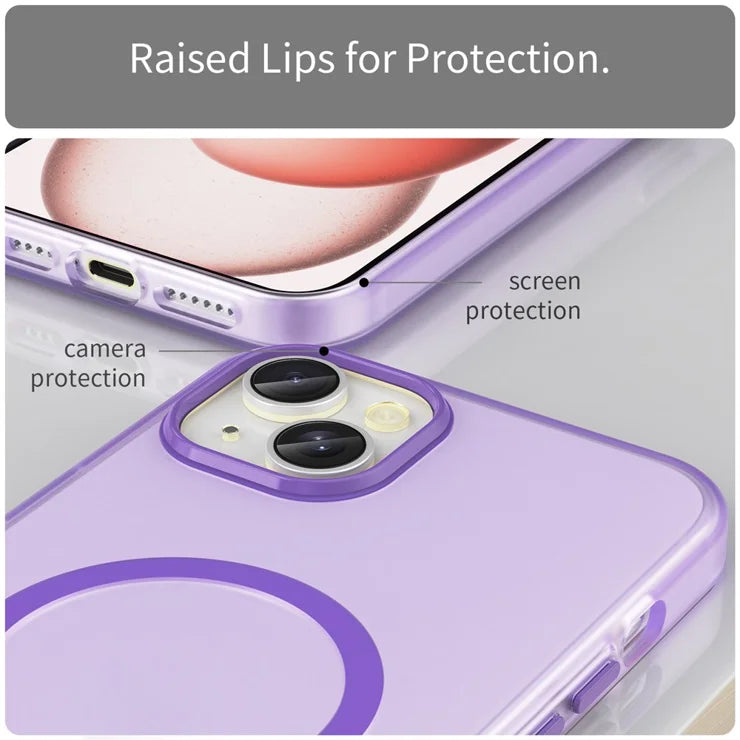iPhone 15 Plus / 14 Plus Magnetic Case Translucent Matte Anti-Fingerprint Phone Cover - Dark Purple
