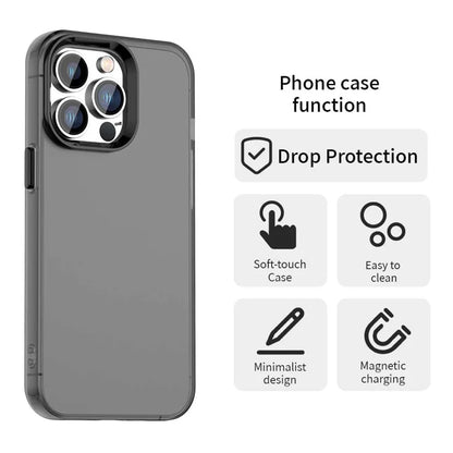 iPhone 15 Pro Max Case PC+TPU+PET Matte Anti-Drop Phone Back Cover - Black