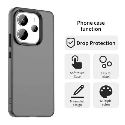 Xiaomi Redmi Note 14 4G (163.25mm) Case PC + TPU + PET Matte Anti-Drop Phone Back Cover - Black