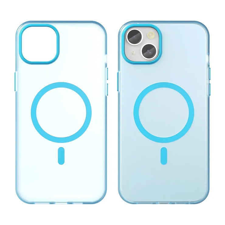 iPhone 15 Magnetic Case Matte Phone Cover Anti-Fingerprint Anti-Scratch - Blue