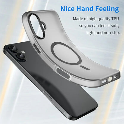 iPhone 16 Plus Case Compatible with MagSafe TPU + PC Slim Matte Translucent Phone Cover - Black