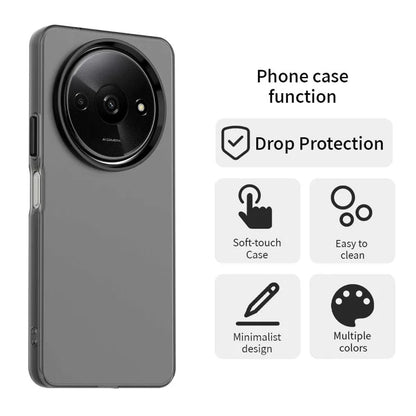 Xiaomi Redmi A3 4G / A3x 4G / Poco C61 4G Case PC+TPU+PET Matte Anti-Drop Phone Back Cover - Black