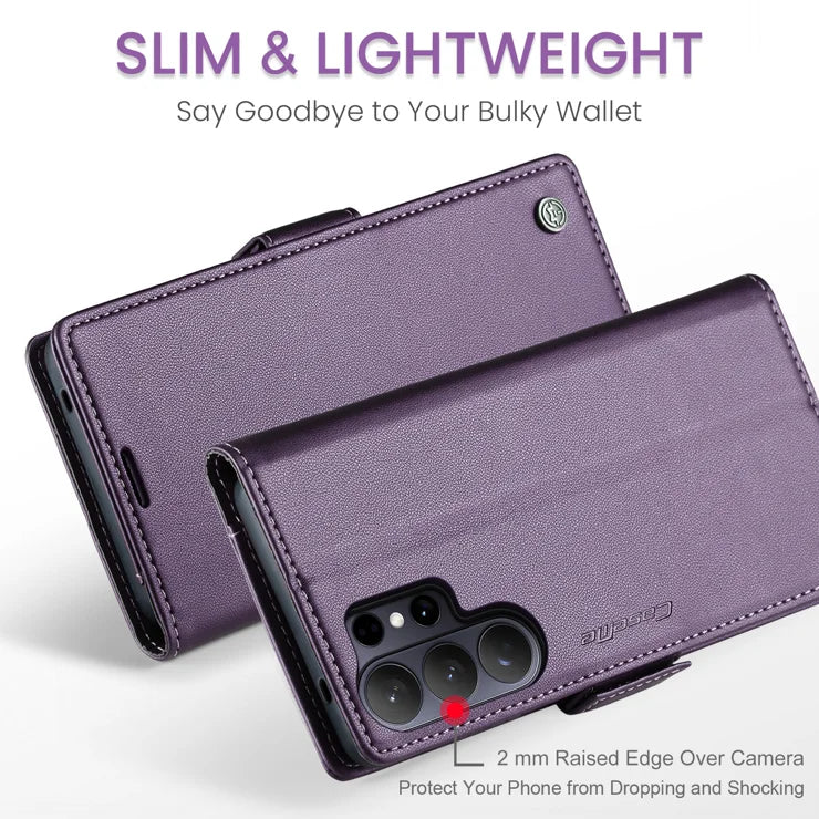 CASEME For Samsung Galaxy S26 Ultra Case 023 Series RFID Blocking Glossy Stand Phone Cover - Purple