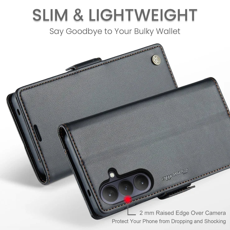 CASEME For Samsung Galaxy S26+ Case 023 Series RFID Blocking Glossy Stand Phone Cover - Black