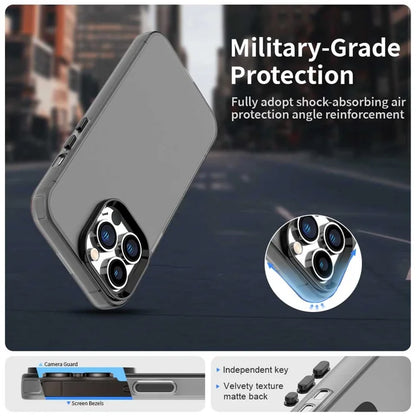 iPhone 13 Pro Max Case PC+TPU+PET Matte Anti-Drop Phone Back Cover - Black