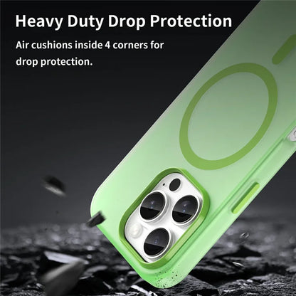 iPhone 16 Pro Case Compatible with MagSafe TPU + PC Slim Matte Translucent Phone Cover - Green