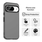 Google Pixel 9 / 9 Pro Case PC+TPU+PET Matte Anti-Drop Phone Back Cover - Black