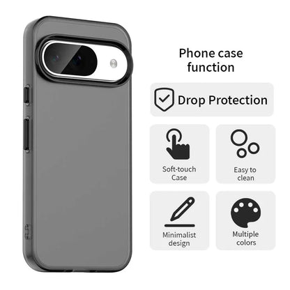 Google Pixel 9 / 9 Pro Case PC+TPU+PET Matte Anti-Drop Phone Back Cover - Black