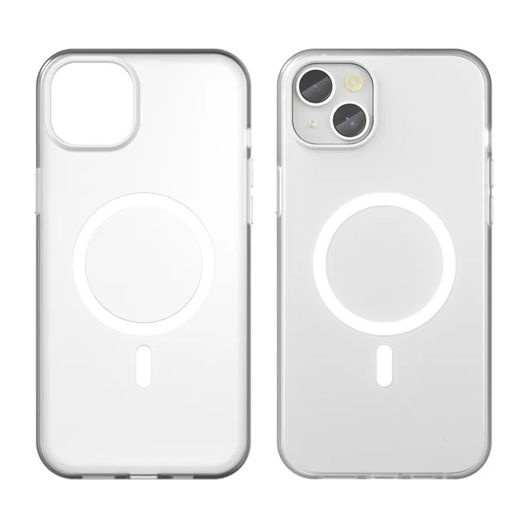 iPhone 15 Plus / 14 Plus Magnetic Case Translucent Matte Anti-Fingerprint Phone Cover - White