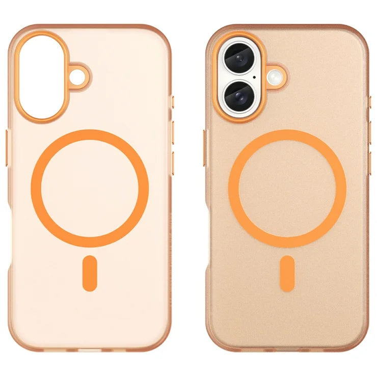 iPhone 16 Case Compatible with MagSafe TPU + PC Slim Matte Translucent Phone Cover - Orange