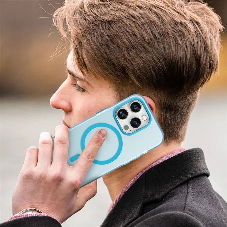 Magnetic Case for iPhone 14 Pro Max Compatible with MagSafe Translucent Matte Back Cover - Blue
