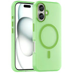 For iPhone 16 Case Compatible with MagSafe TPU + PC Slim Matte Translucent Phone Cover - Green
