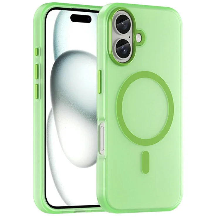 For iPhone 16 Case Compatible with MagSafe TPU + PC Slim Matte Translucent Phone Cover - Green
