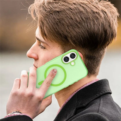 For iPhone 16 Case Compatible with MagSafe TPU + PC Slim Matte Translucent Phone Cover - Green