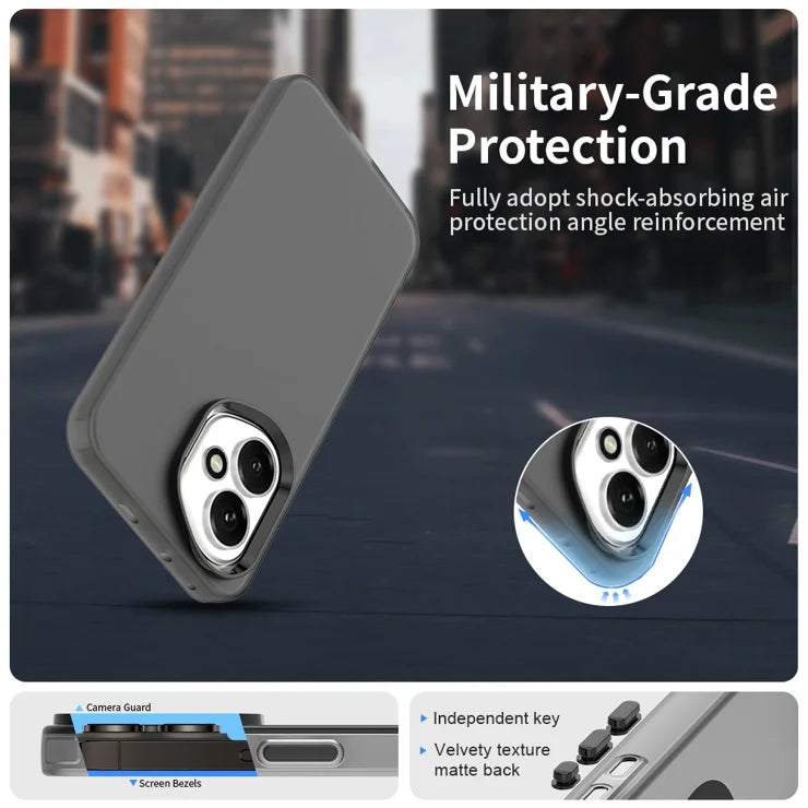 Honor 400 5G (Global) Case PC + TPU + PET Matte Anti-Drop Phone Back Cover - Black