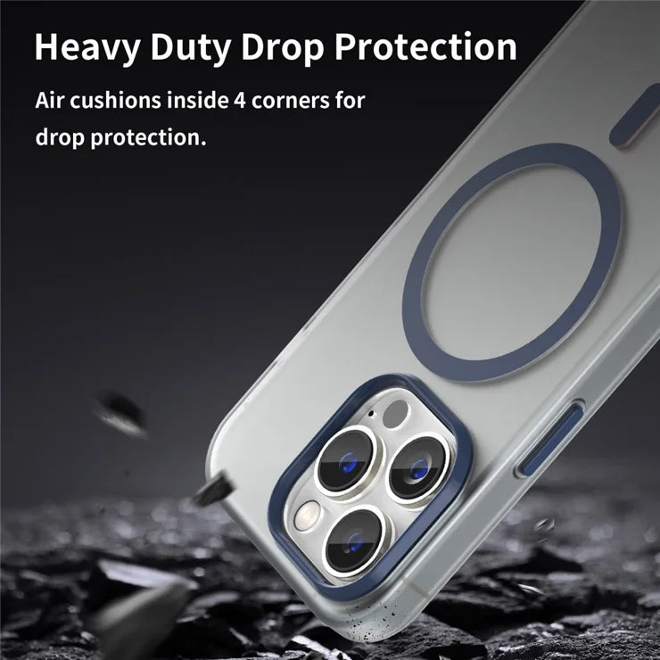 Magnetic Case for iPhone 14 Pro Max Compatible with MagSafe Translucent Matte Back Cover - Dark Blue