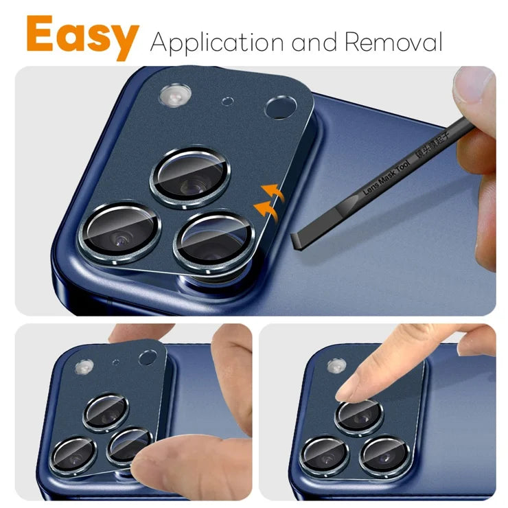 iPhone 17 Pro Max Camera Lens Protector Matte Integrated Metal Tempered Glass Lens Film - Blue
