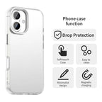 iPhone 16 Case PC+TPU+PET Matte Anti-Drop Phone Back Cover - White