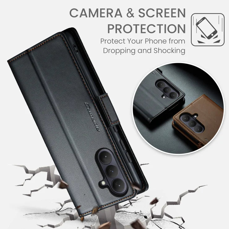 CASEME For Samsung Galaxy S26+ Case 023 Series RFID Blocking Glossy Stand Phone Cover - Black