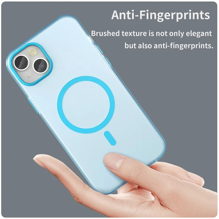 iPhone 15 Magnetic Case Matte Phone Cover Anti-Fingerprint Anti-Scratch - Blue