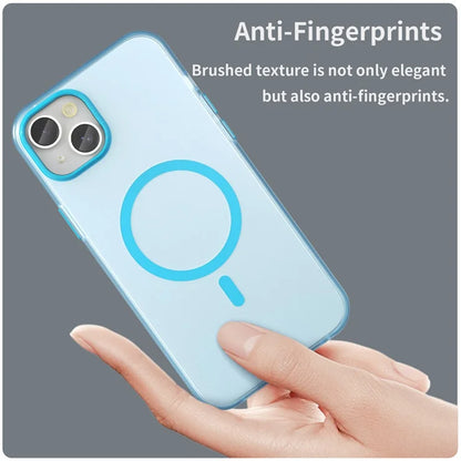 iPhone 15 Magnetic Case Matte Phone Cover Anti-Fingerprint Anti-Scratch - Blue