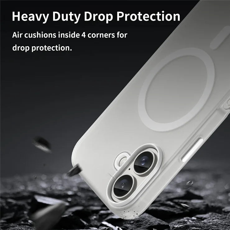 iPhone 16 Case Compatible with MagSafe TPU + PC Slim Matte Translucent Phone Cover - White