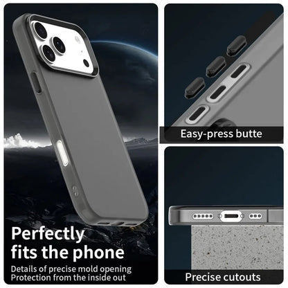 iPhone 17 Pro Max Case PC + TPU + PET Matte Anti-Drop Phone Back Cover - Black