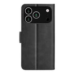 For iPhone 17 Pro Max Case Calf Texture Leather Wallet Phone Cover - Black