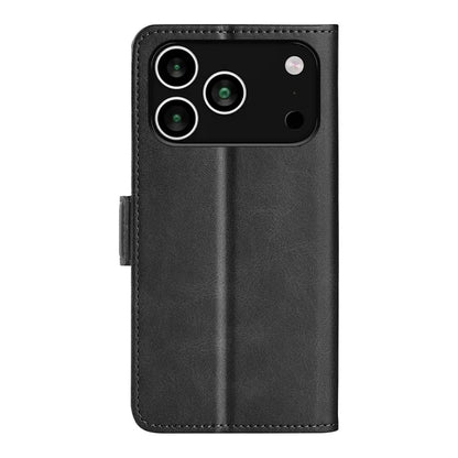 For iPhone 17 Pro Max Case Calf Texture Leather Wallet Phone Cover - Black