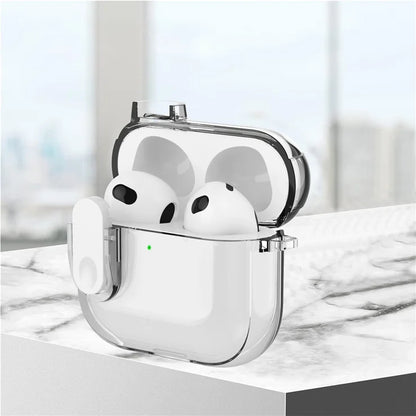 For Apple AirPods 4 Earphone Protective Case Snap Switch Ice Crystal Clear TPU+PC Cover - Transparent