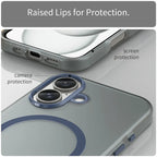 iPhone 16 Case Compatible with MagSafe TPU + PC Slim Matte Translucent Phone Cover - Dark Blue