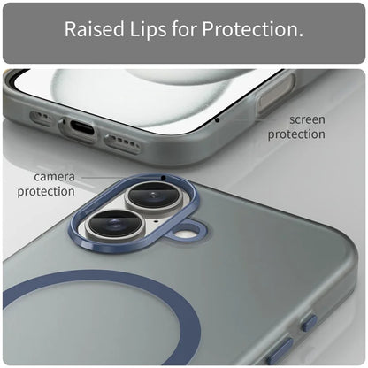 iPhone 16 Case Compatible with MagSafe TPU + PC Slim Matte Translucent Phone Cover - Dark Blue