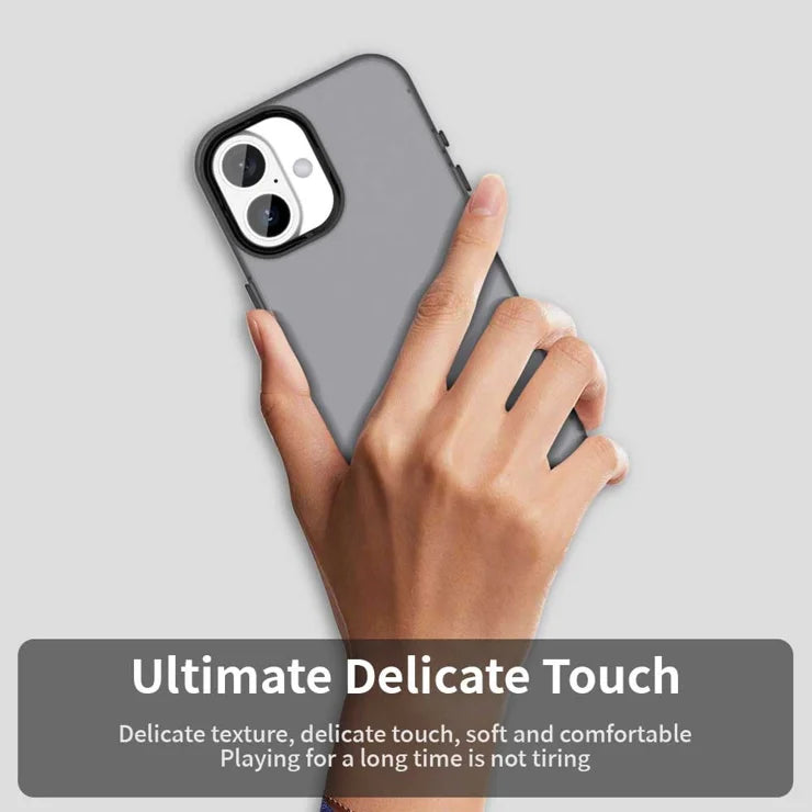 iPhone 16 Plus Case PC+TPU+PET Matte Anti-drop Phone Back Cover - Black