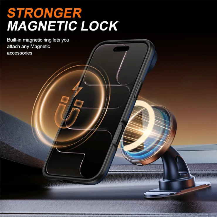 iPhone Air Magnetic Case Ring Kickstand Slide Camera Cover TPU PC Hybrid Phone Shell - Blue