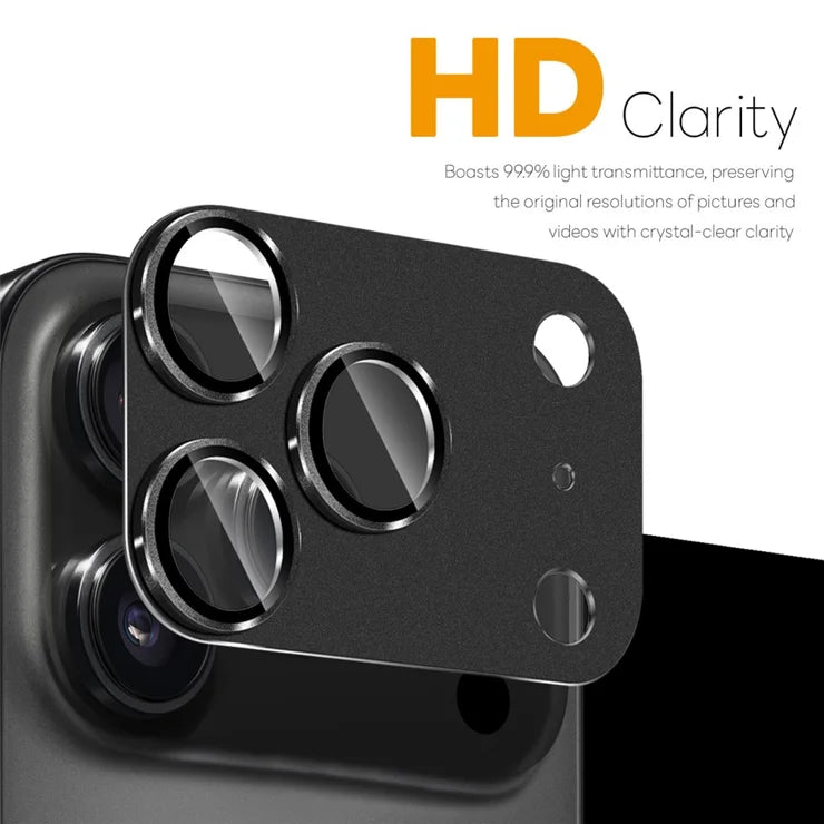 iPhone 17 Pro Camera Lens Protector Matte Integrated Metal Tempered Glass Lens Film - Black