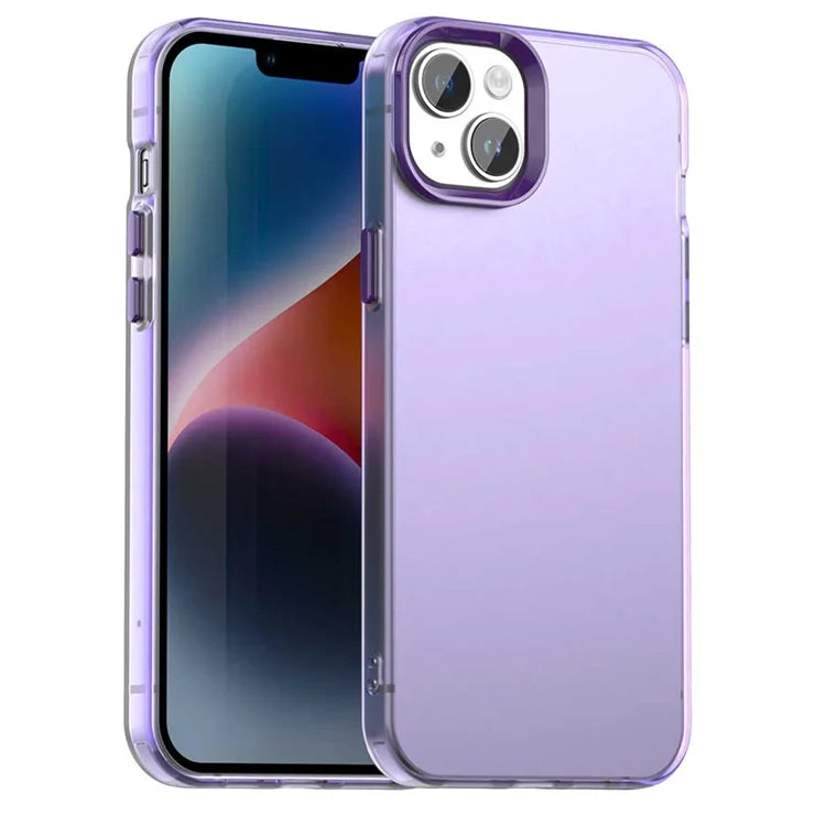 iPhone 15 Plus / 14 Plus Case PC+TPU+PET Matte Anti-Drop Phone Back Cover - Purple