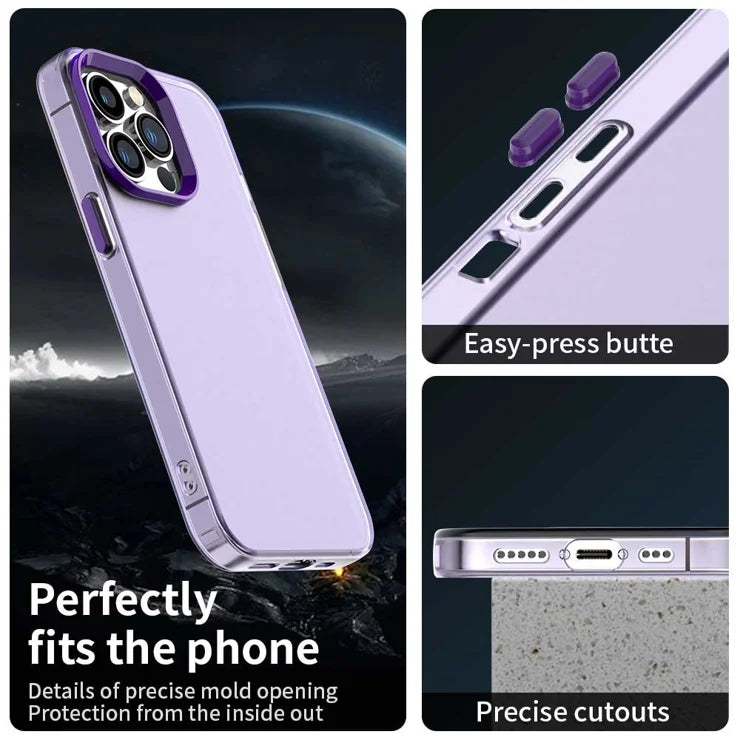 iPhone 14 Pro Max Case PC+TPU+PET Matte Anti-Drop Phone Back Cover - Purple