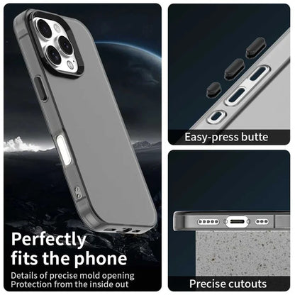 iPhone 16 Pro Max Case PC+TPU+PET Matte Anti-Drop Phone Back Cover - Black