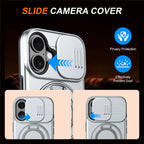 iPhone 17 Case Magnetic Case Ring Kickstand Slide Camera Cover TPU PC Hybrid Phone Shell - Grey