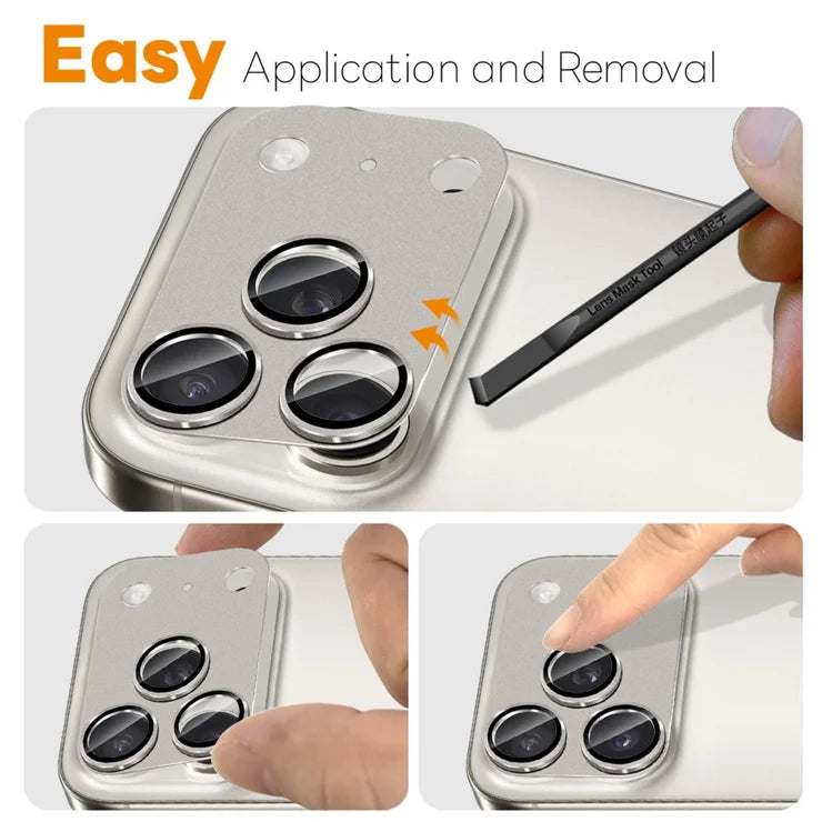 iPhone 17 Pro Camera Lens Protector Matte Integrated Metal Tempered Glass Lens Film - Grey