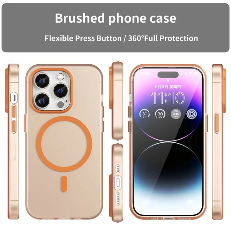 Magnetic Case for iPhone 14 Pro Max Compatible with MagSafe Translucent Matte Back Cover - Orange