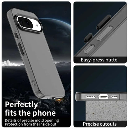 Google Pixel 9 / 9 Pro Case PC+TPU+PET Matte Anti-Drop Phone Back Cover - Black