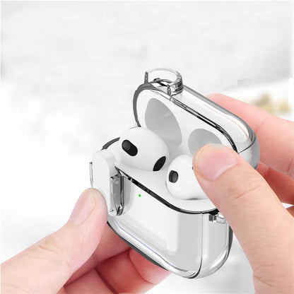 For Apple AirPods 4 Earphone Protective Case Snap Switch Ice Crystal Clear TPU+PC Cover - Transparent