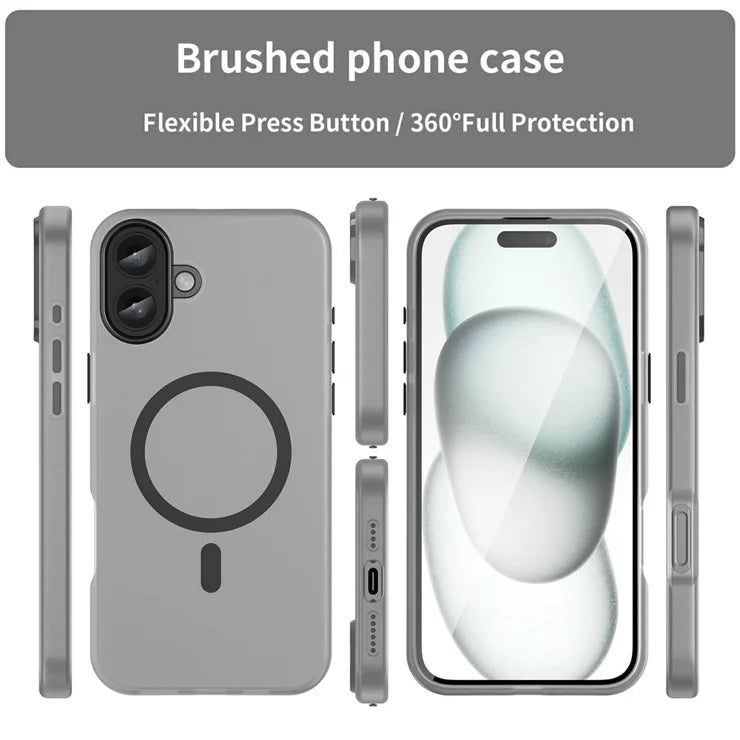 iPhone 16 Plus Case Compatible with MagSafe TPU + PC Slim Matte Translucent Phone Cover - Black