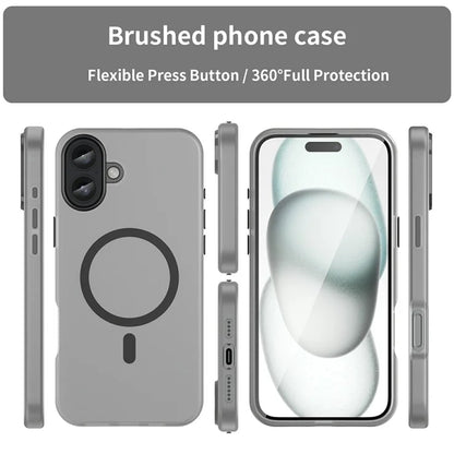 iPhone 16 Plus Case Compatible with MagSafe TPU + PC Slim Matte Translucent Phone Cover - Black