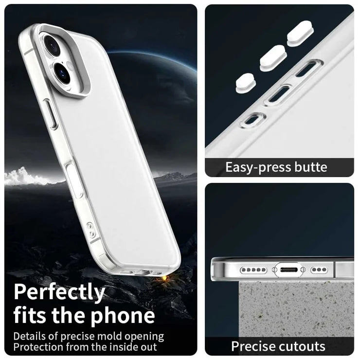 iPhone 17 Case PC + TPU + PET Matte Anti-Drop Phone Back Cover - White