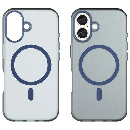 iPhone 16 Case Compatible with MagSafe TPU + PC Slim Matte Translucent Phone Cover - Dark Blue